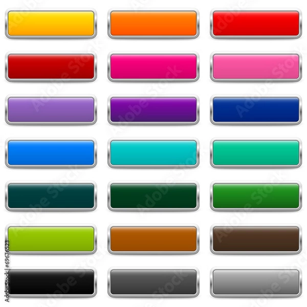 Fototapeta 21 glossy metallic rectangular buttons in different colors