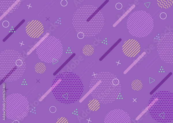 Obraz メンフィス｜柄｜黄色｜背景｜レトロポップ｜背景｜紫