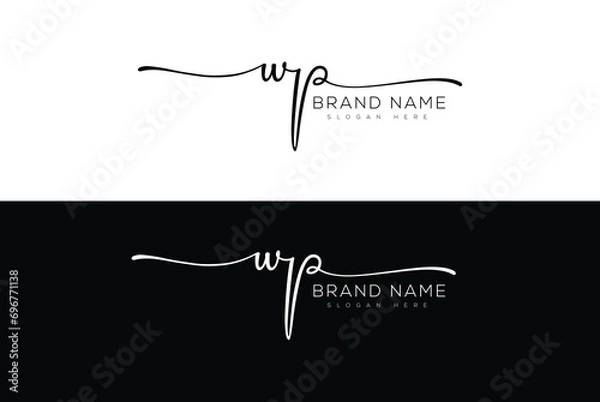 Obraz Wp initial handwritten signature logo design