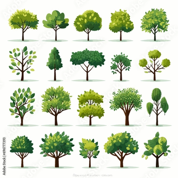 Fototapeta tree, nature, leaf, plant, forest, branch, oak, summer, vector, environment, trees, foliage, spring, illustration, grass, leaves, isolated, set, eco, wood, collection, garden, landscape, growth, big