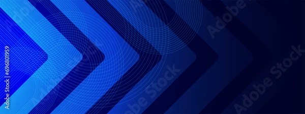 Obraz Blue arrows with geometric lines. Movement technology concept for banner background.