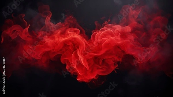 Fototapeta Red smoke on black background. Generative AI