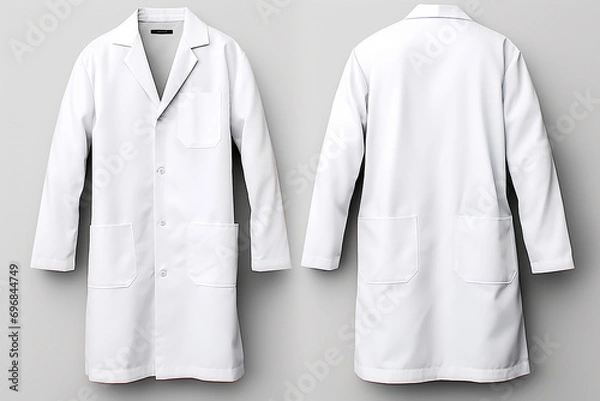 Obraz Medical front and back white coat mockup, isolated