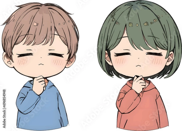 Obraz 考える少年少女