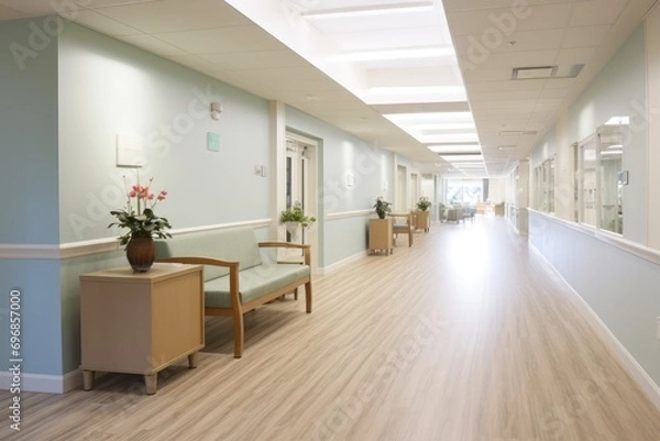 Obraz Nursing Home Setting Portrays A Well-Lit And Neat Corridor