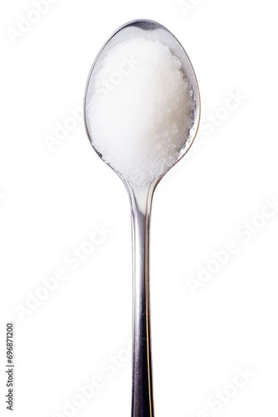Fototapeta A spoonful of white sugar isolated on transparent background