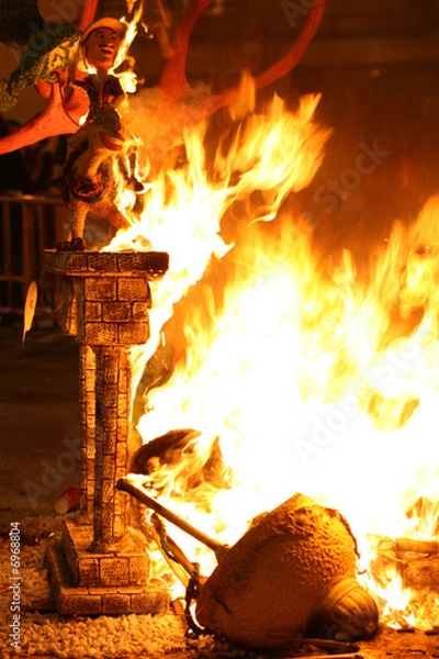 Obraz Burning Falla in Valencia. Fire.