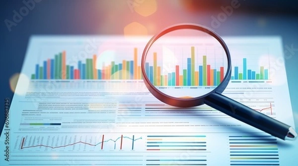 Fototapeta Business audit Financial management finance management stock market audit background on analysis data strategy with graph accounting marketing or economics report chart