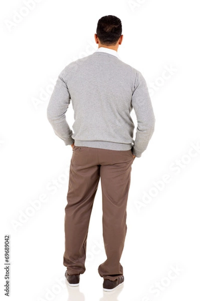 Fototapeta rear view of middle aged man