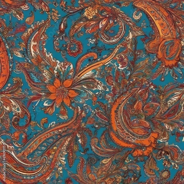 Obraz seamless pattern with paisley generated Ai