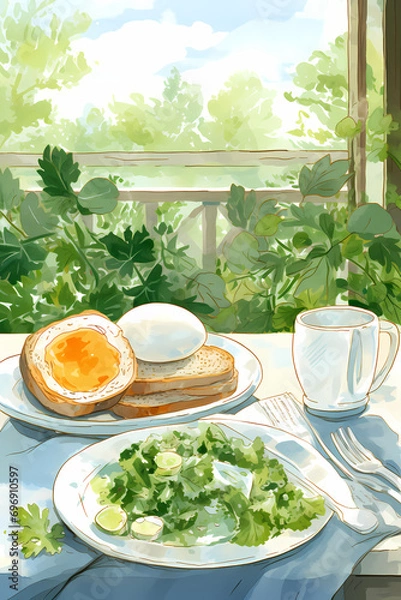 Fototapeta vegetable soup with vegetables, Generative AI