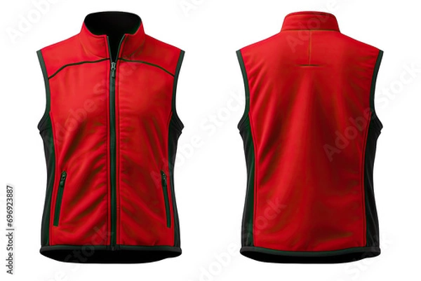 Fototapeta Front And Back Views Luxury And windproof Red Vest With Fleece on transparent background