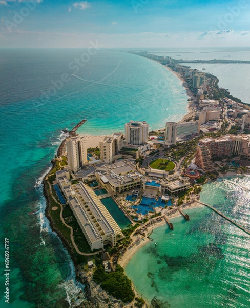 Obraz Cancun hotel zone aerial