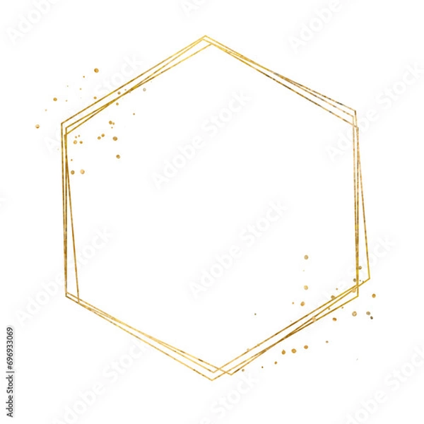 Obraz Gold hexagon sparkle frame with gold glitter
