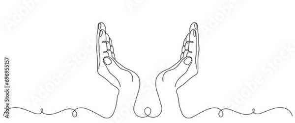 Fototapeta hands looking up line art style.
