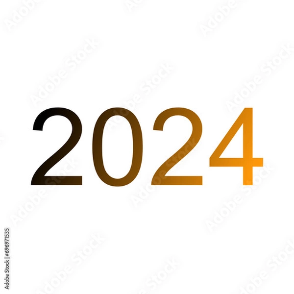 Fototapeta Happy new year 2024 design. With colorful truncated number illustrations. Premium design for poster, banner, greeting and new year 2024 celebration.