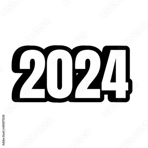 Fototapeta Happy new year 2024 design. With colorful truncated number illustrations. Premium design for poster, banner, greeting and new year 2024 celebration.