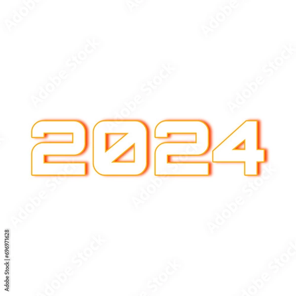 Fototapeta Happy new year 2024 design. With colorful truncated number illustrations. Premium design for poster, banner, greeting and new year 2024 celebration.