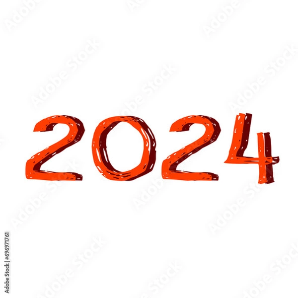 Fototapeta Happy new year 2024 design. With colorful truncated number illustrations. Premium design for poster, banner, greeting and new year 2024 celebration.