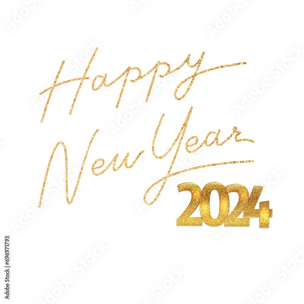 Fototapeta Happy new year 2024 design. With colorful truncated number illustrations. Premium design for poster, banner, greeting and new year 2024 celebration.