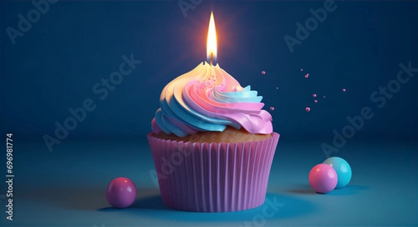Fototapeta Surreal Sweetness: Photorealistic Cupcake in Beeple-Style Light & Shadow