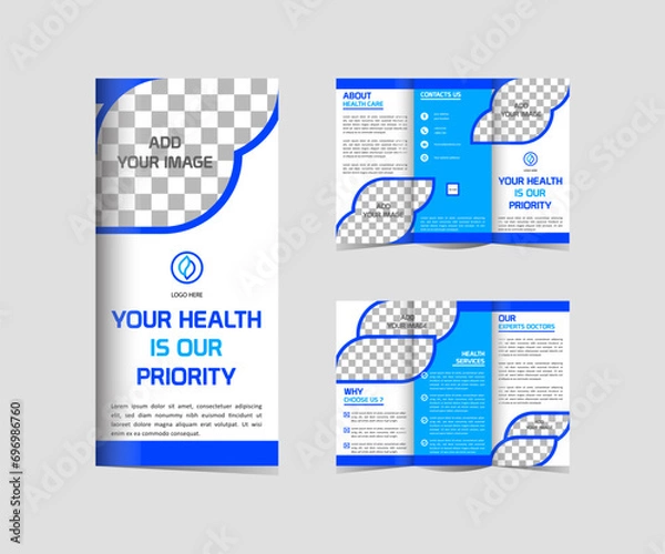 Fototapeta Medical Tri-Fold Brochure Template Design  editable and resizable