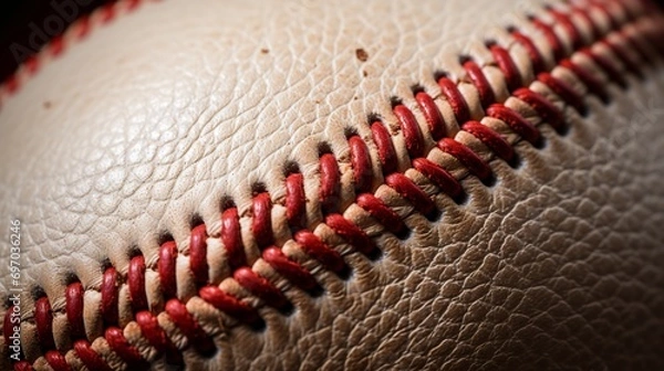 Fototapeta Close-Up on America's Pastime: Textured Baseball Surface