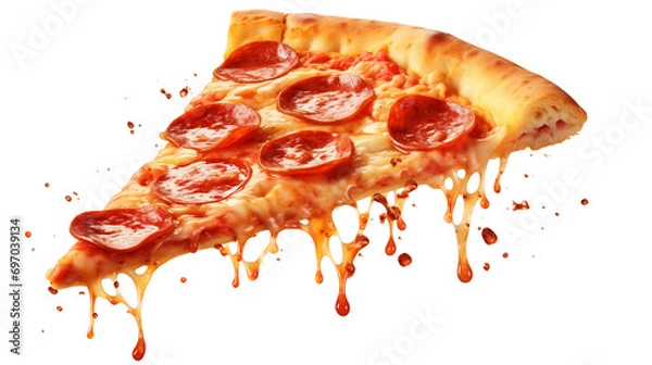 Fototapeta pizza slice on isolated background, pepperoni pizza, png