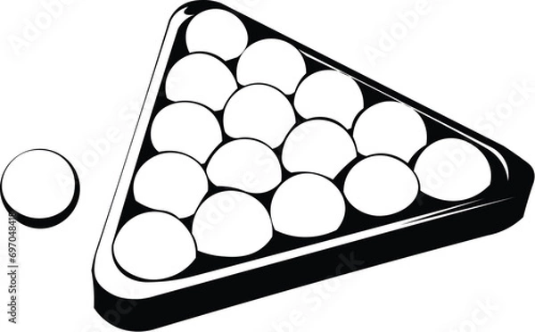 Fototapeta Cartoon Black and White Isolated Illustration Vector Of Racked Billiards Pool Balls