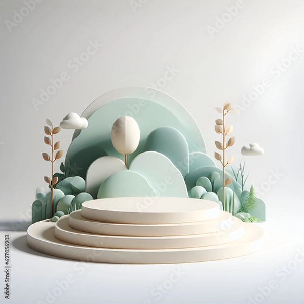 Fototapeta clean white podium beautiful background