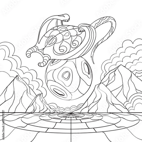 Obraz Stingray in the sky line art design.
