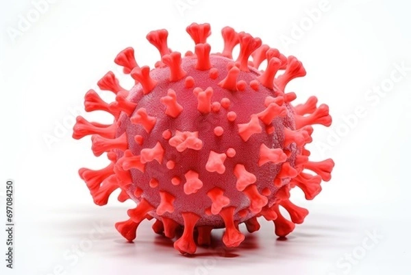Obraz Coronavirus model in isolation, micro virus image on white background.