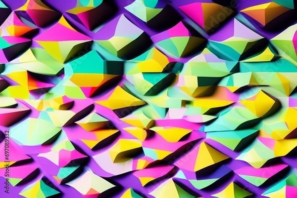 Obraz A colorful abstract artwork composed of various shapes in different sizes and colors. Generative AI