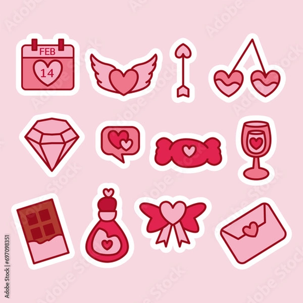 Fototapeta Valentine's Day Sticker Element Set