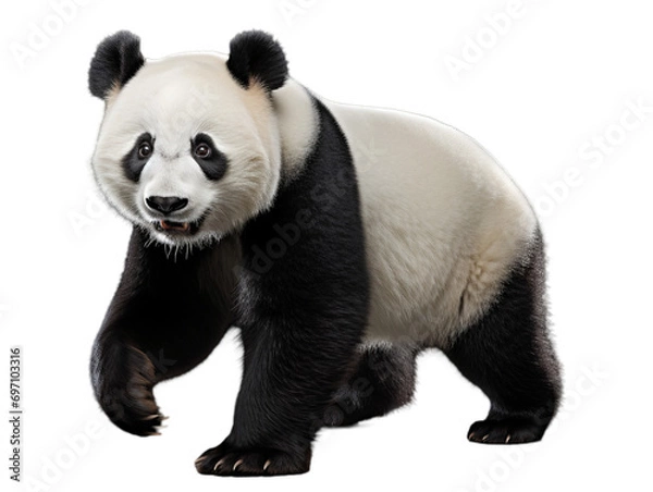 Fototapeta Panda walking, sharp, full body. No shadows, highest details, 