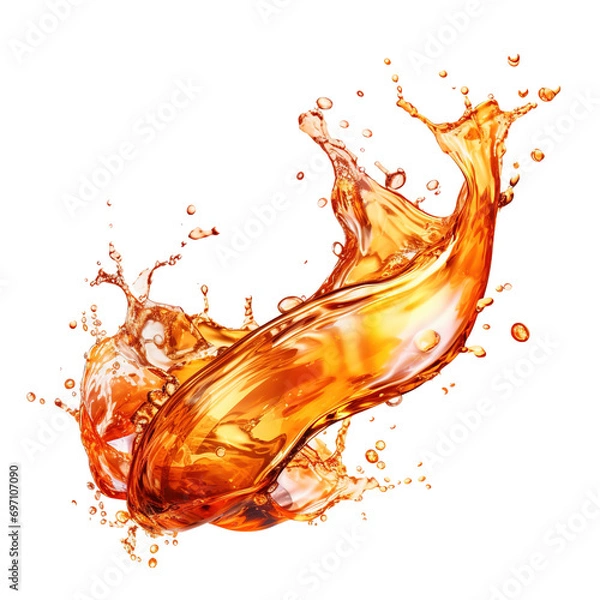 Fototapeta Refreshing cola drink with fizzy bubbles, featuring a lively splash on a clear background, perfect for summer refreshment, food and drink background
