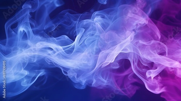 Fototapeta Fluid waves of neon smoke create a hypnotic and rhythmic abstract background.