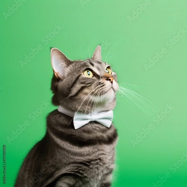 Obraz Bute cat with a bowtie looking up