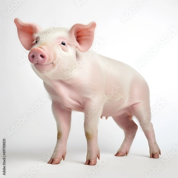 Obraz Cute pig on a white background