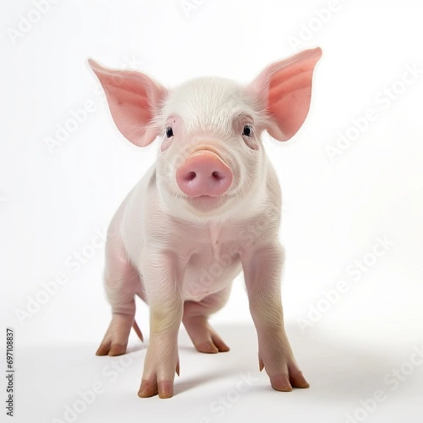 Obraz Cute pig on a white background