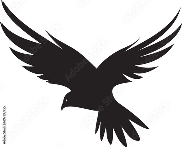 Fototapeta Dove silhouette flying on white background