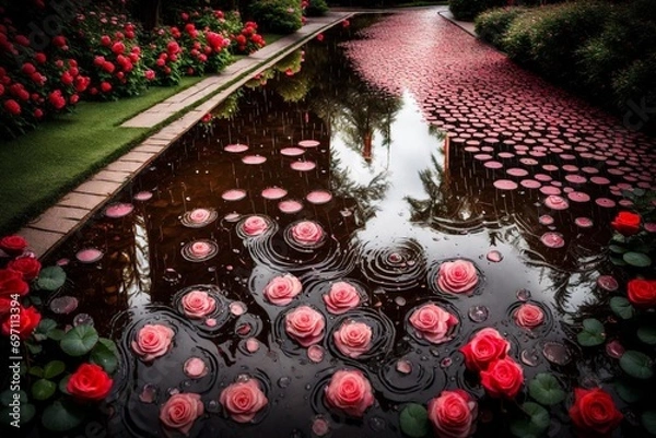 Obraz water and flowers in the park