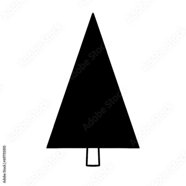 Fototapeta Christmas tree, doodle, drawing vector, graphics