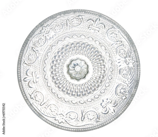 Fototapeta plate made of transparent glass with patterns, isolated on white