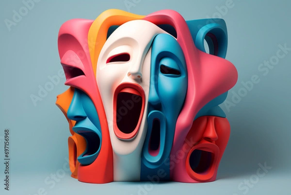 Fototapeta Human emotions 3d background illustration