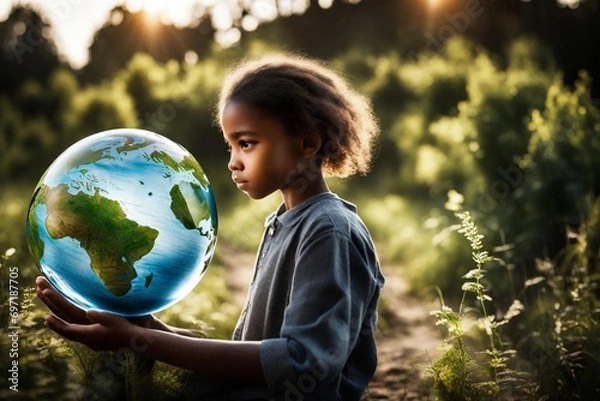 Obraz person holding globe