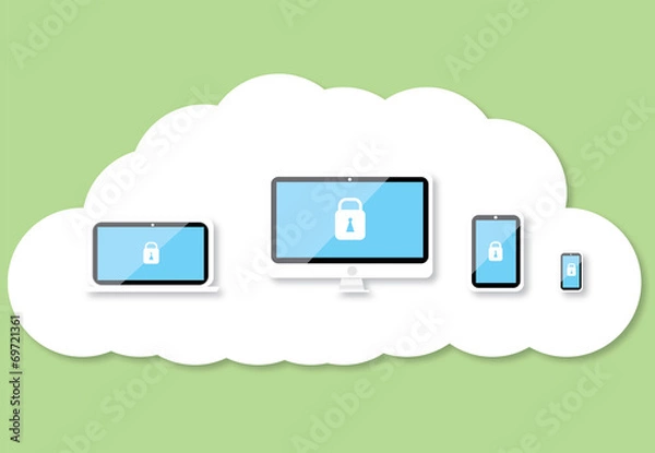 Fototapeta Security technology on cloud background