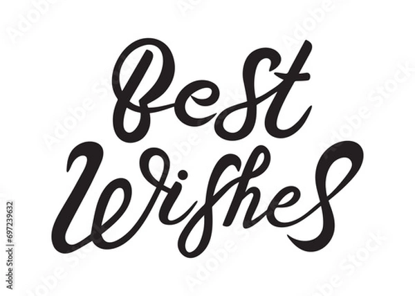 Obraz Hand sketched Best Wishes. Template for greeting card, poster. Isolated illustration on white background