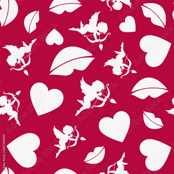 Fototapeta Abstract seamless love pattern. Valentines day wrapping paper. Romantic wallpaper for girls, textile, clothes, wrapping paper. Vector illustration
