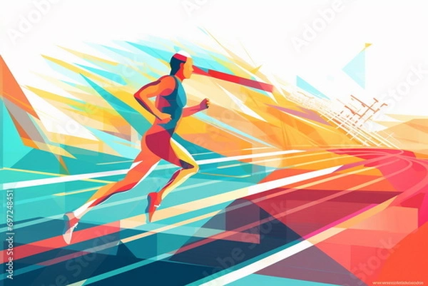 Obraz Runner at the stadium vector illustration
